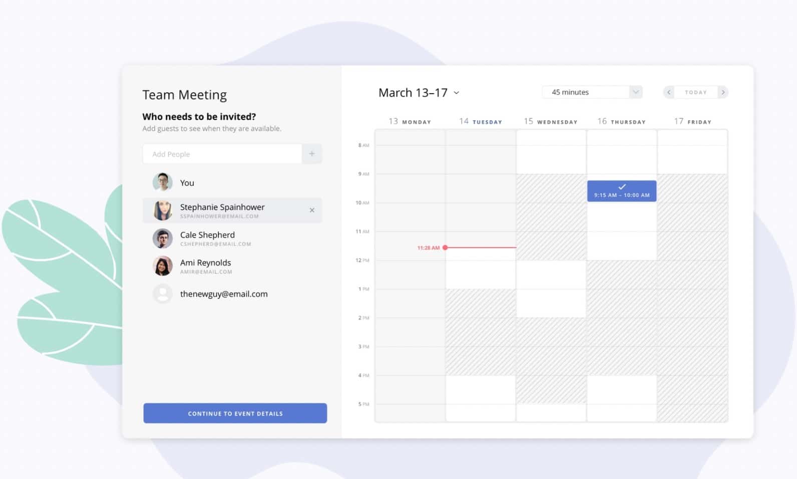 networking apps for business, Calendar display